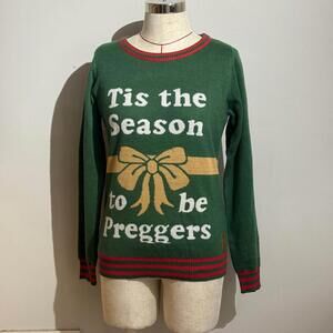 Tipsy Elves Christmas Sweater "Tis the Season to be Preggers" Maternity Womens S